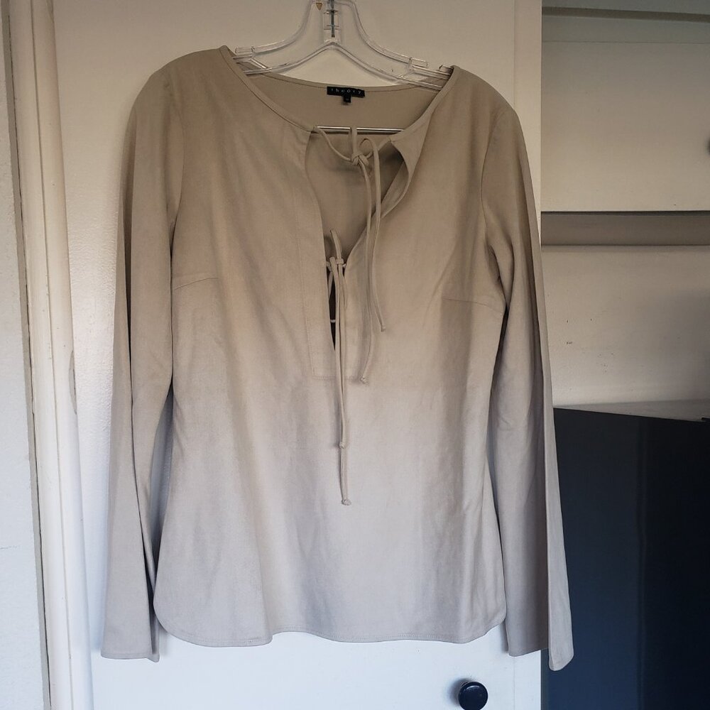 Theory Suede like beige top Size Med